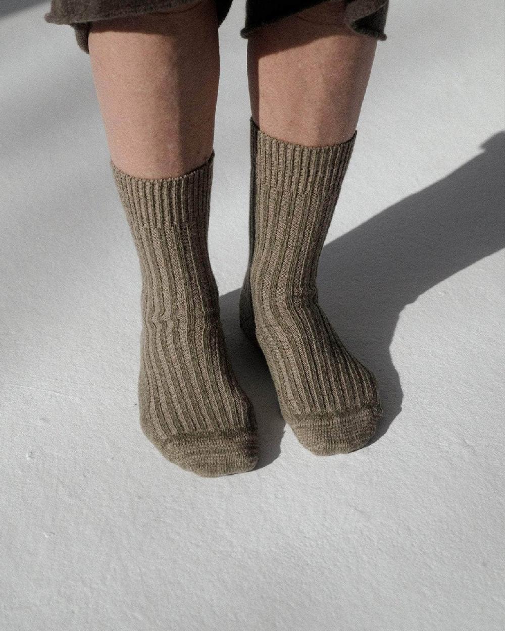 Baserange Chaussettes Mi-hautes Côtelées - Cachemire Recyclé Côtelé