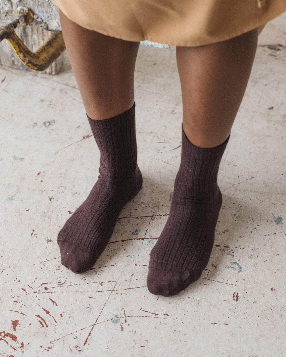 Baserange Chaussettes Mi-hautes Côtelées - Coton Biologique Côtelé