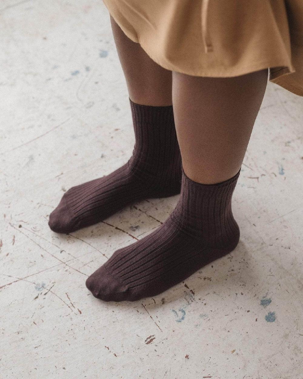 Baserange Chaussettes Mi-hautes Côtelées - Coton Biologique Côtelé