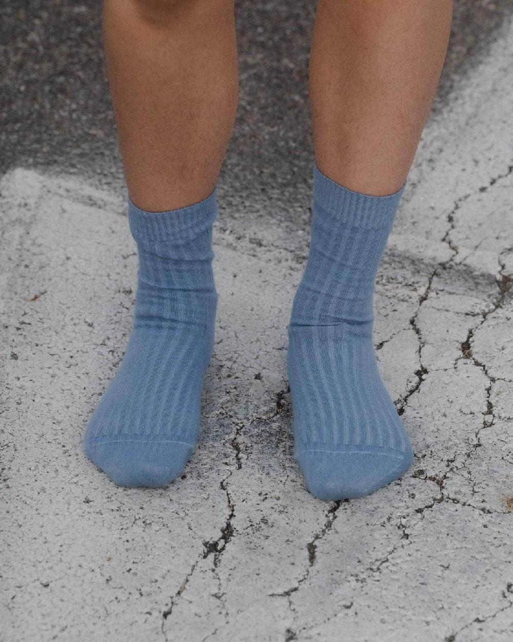 baserange Chaussettes mi-hautes côtelées - Coton biologique côtelé