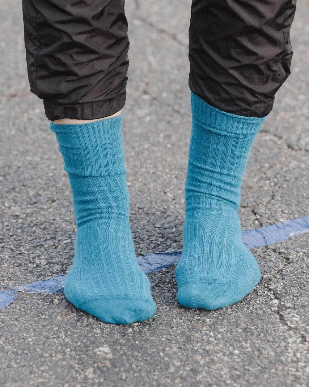 baserange Chaussettes mi-hautes côtelées - Coton biologique côtelé