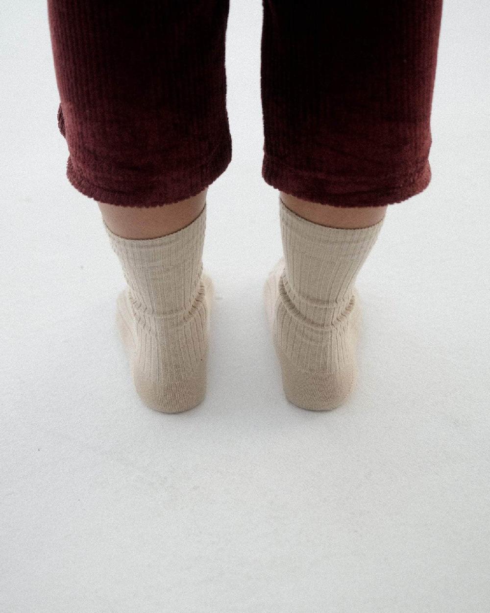 Baserange Chaussettes Mi-hautes Côtelées - Coton Biologique Côtelé