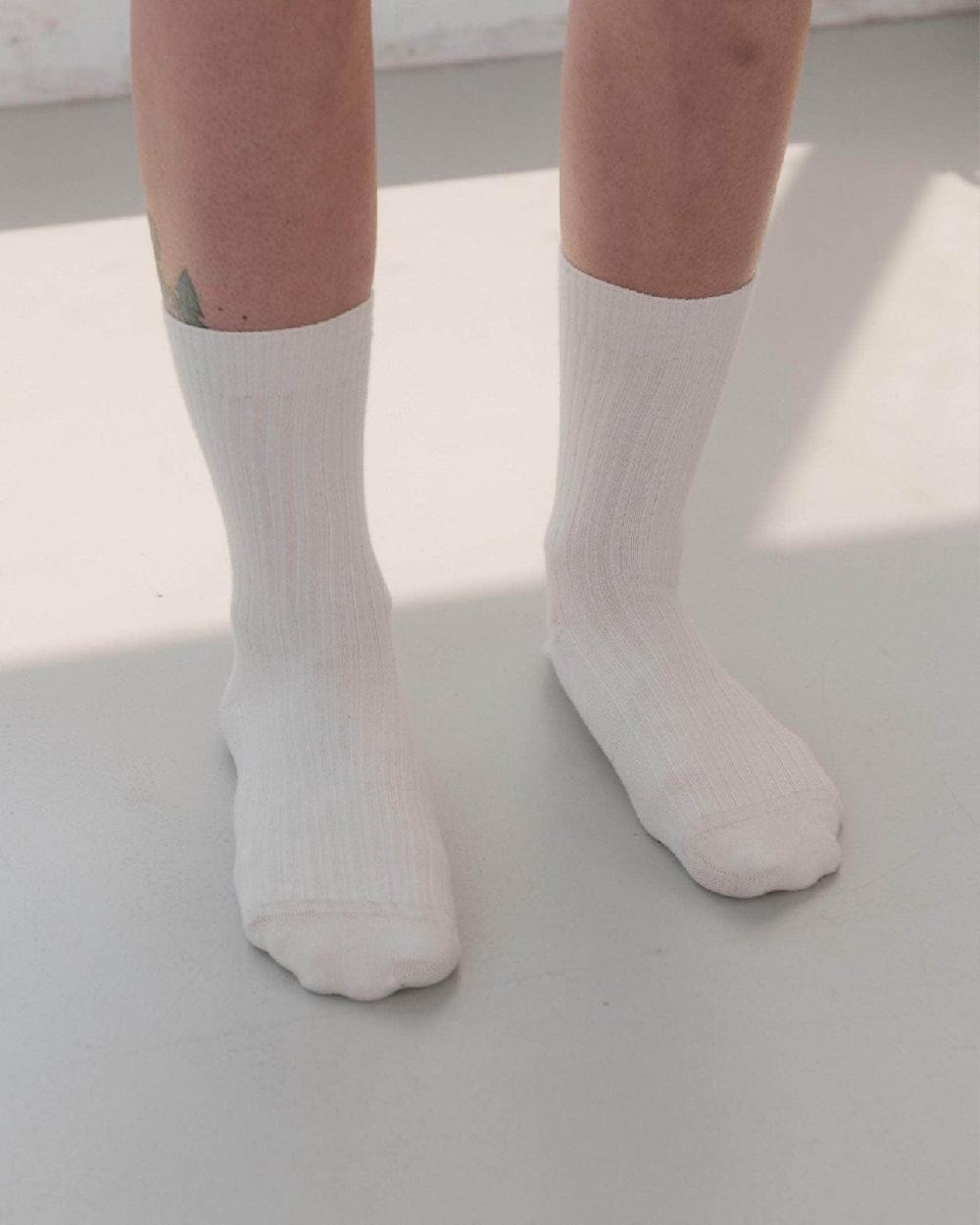 Baserange Chaussettes Mi-hautes Côtelées - Coton Biologique Côtelé