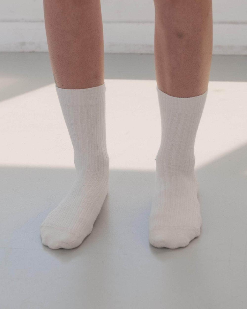 baserange Chaussettes mi-hautes côtelées - Coton biologique côtelé