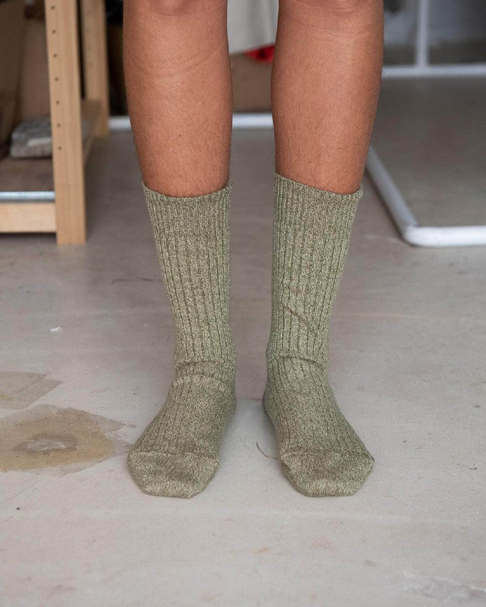 baserange Chaussettes mi-hautes côtelées - Coton biologique côtelé