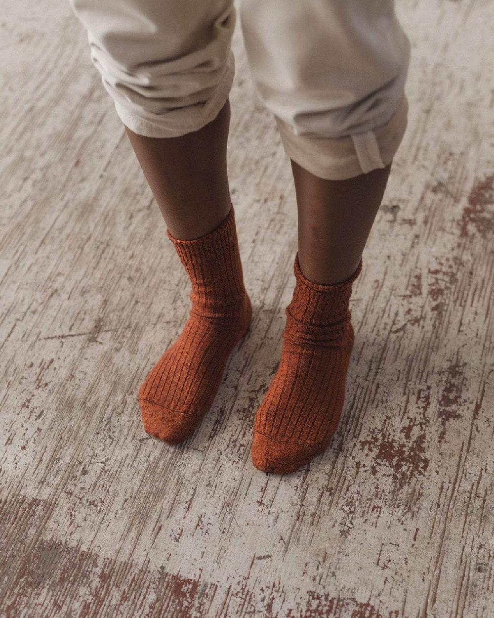 baserange Chaussettes mi-hautes côtelées - Coton biologique côtelé