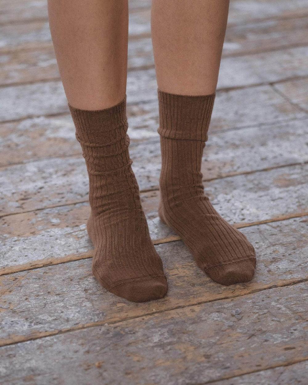 Baserange Chaussettes Mi-hautes Côtelées - Coton Biologique Côtelé