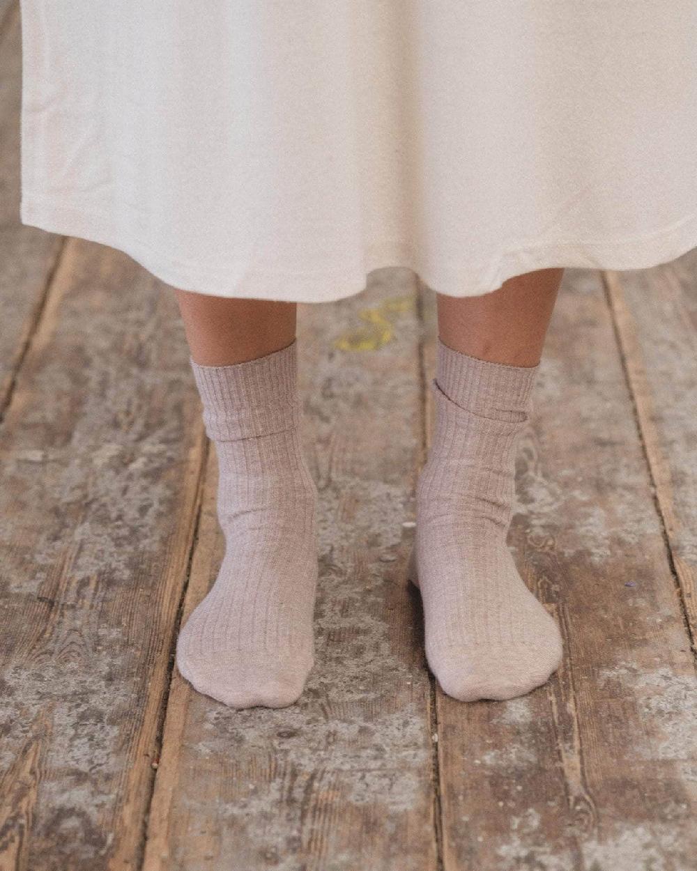 baserange Chaussettes mi-hautes côtelées - Coton biologique côtelé