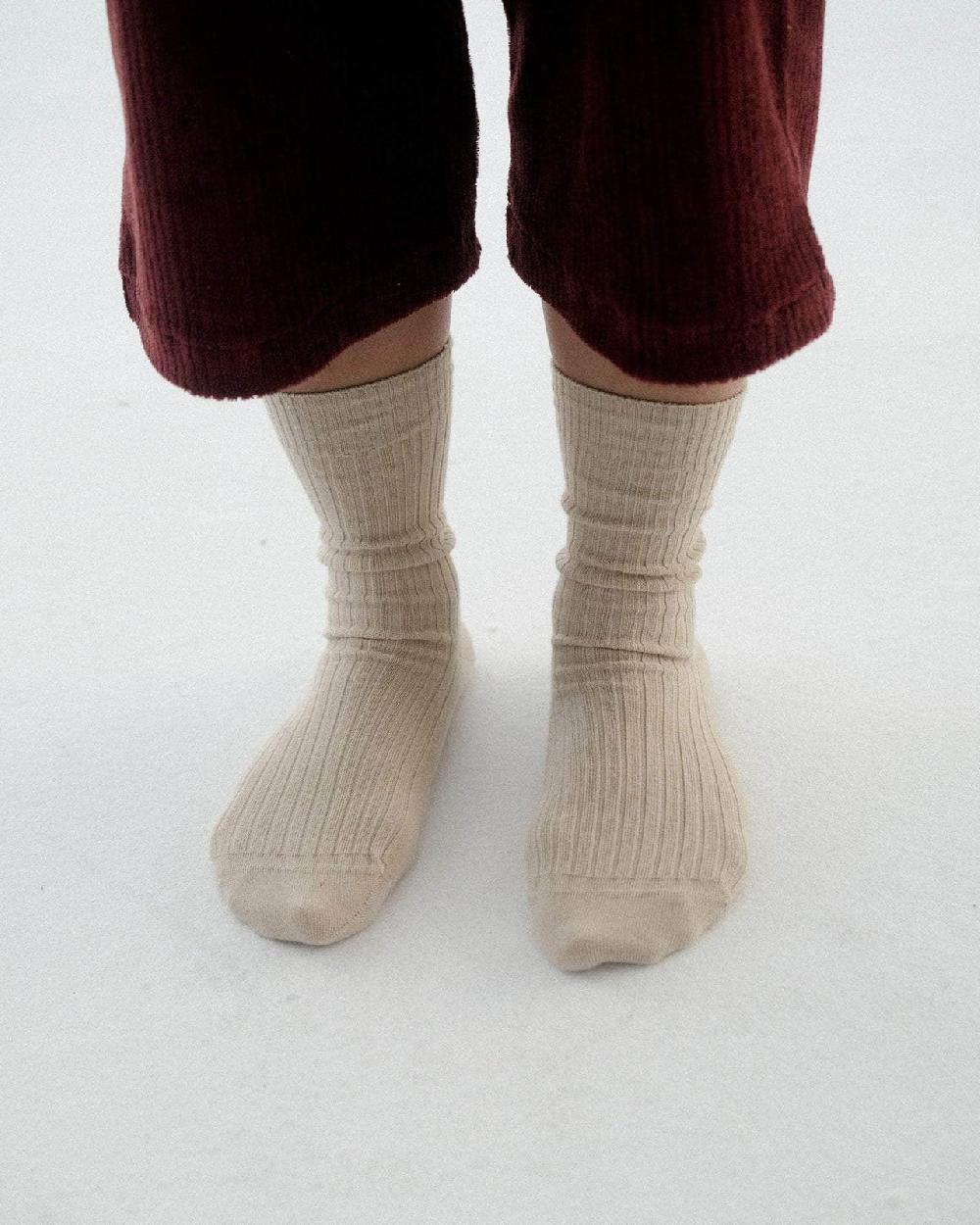 Baserange Chaussettes Mi-hautes Côtelées - Coton Biologique Côtelé