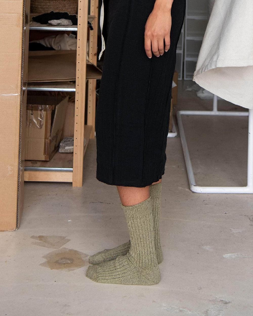 Baserange Chaussettes Mi-hautes Côtelées - Coton Biologique Côtelé