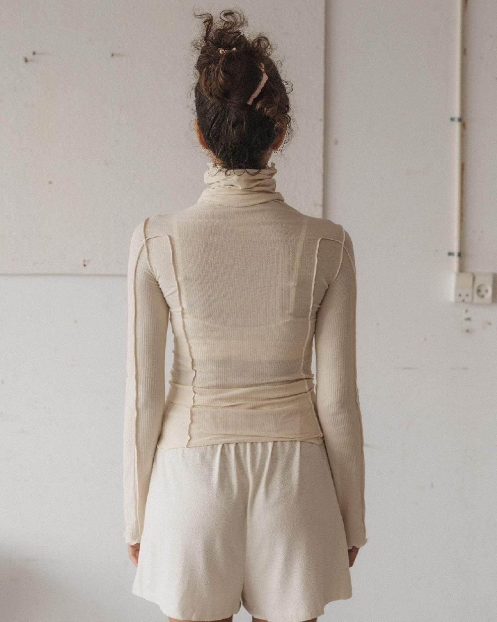 Baserange Col Roulé Omato - Fin Coton Biologique Côtelé