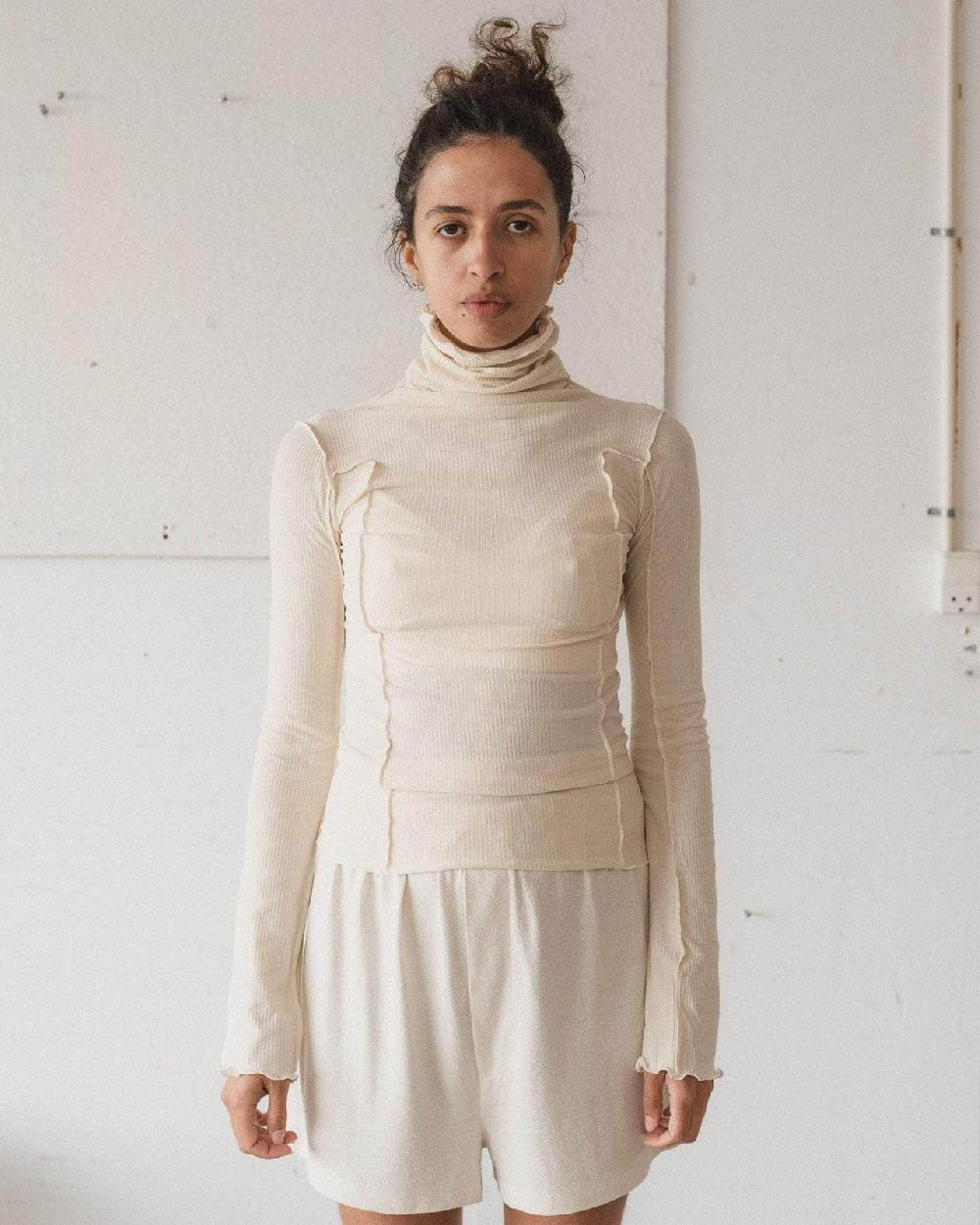 baserange Col roulé omato - Fin coton biologique côtelé