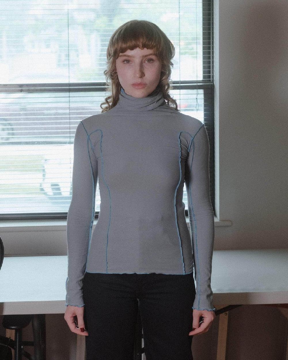 baserange Col roulé omato - Fin coton biologique côtelé