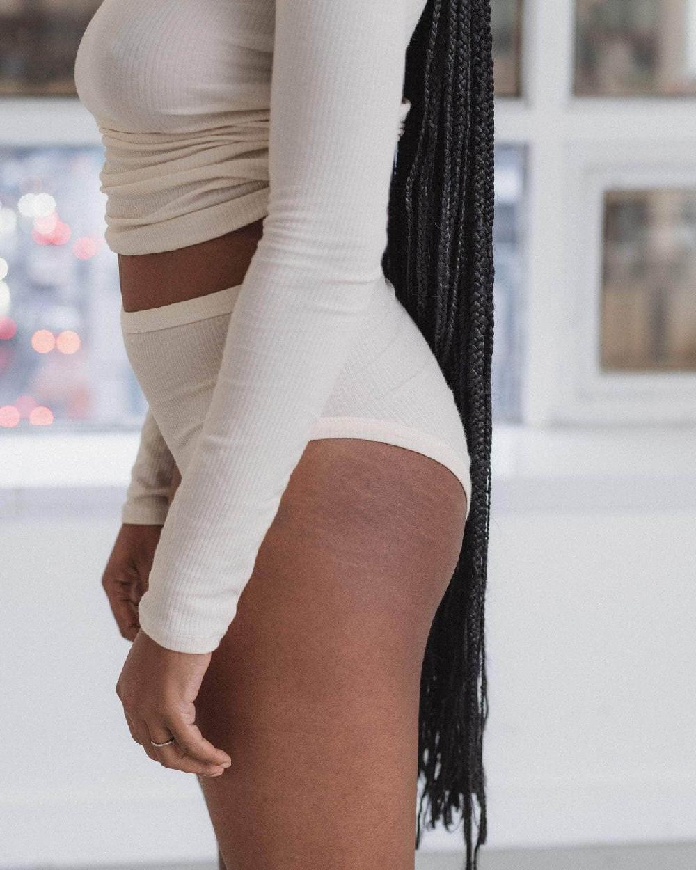 Baserange Culotte Heart Bell Taille Haute - Fin Coton Biologique Côtelé