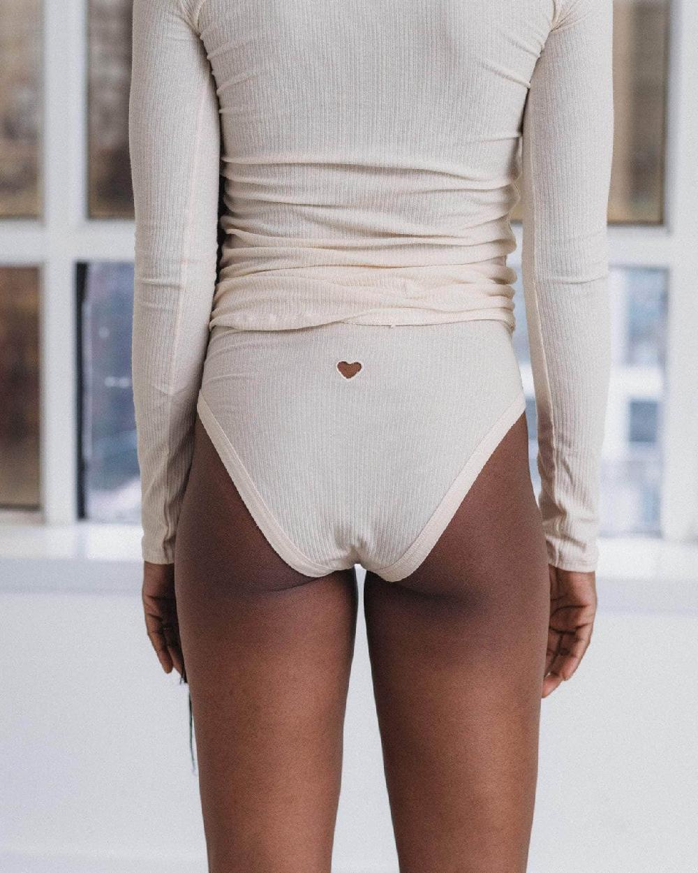 baserange culotte heart bell taille haute - Fin coton biologique côtelé