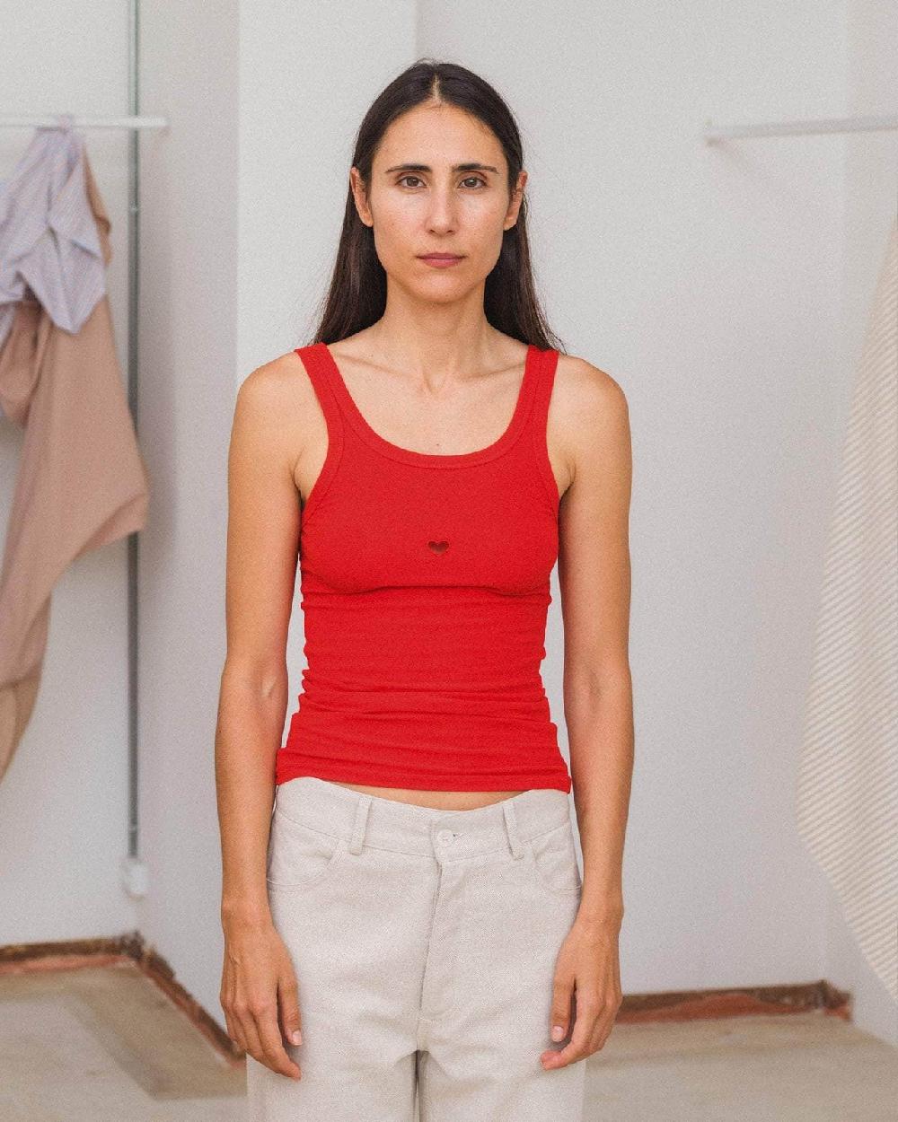 baserange débardeur heart - Fin coton biologique côtelé