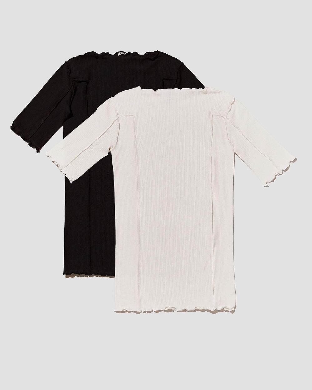 baserange Pack - 2 t-shirts omato 3/4 - Fin coton biologique côtelé