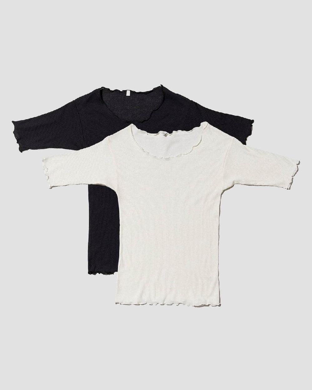 baserange Pack - 2 t-shirts pama 3/4 - Fin coton biologique côtelé