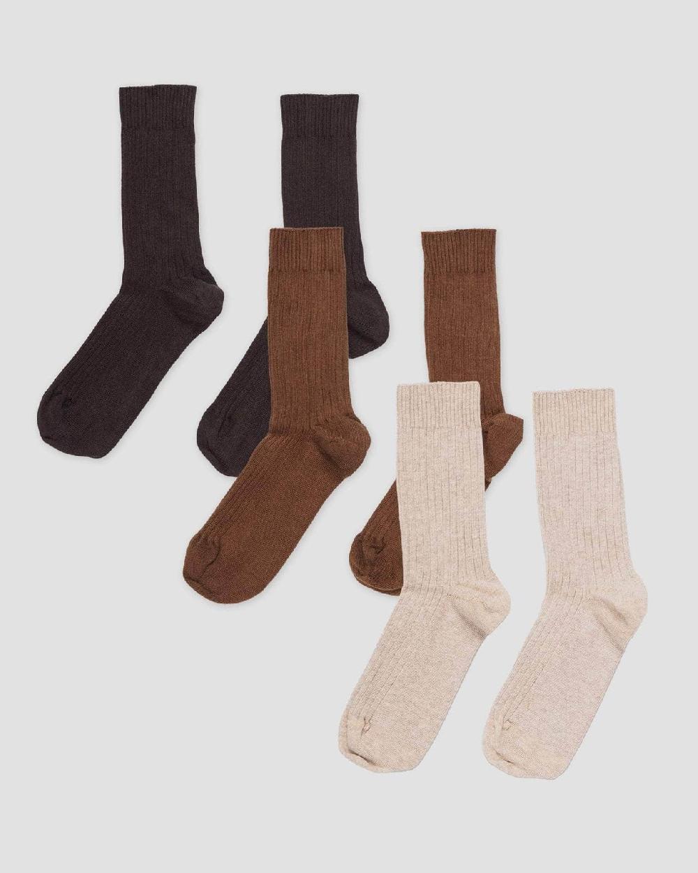 baserange Pack - 3 rib overankle socks - Coton biologique côtelé
