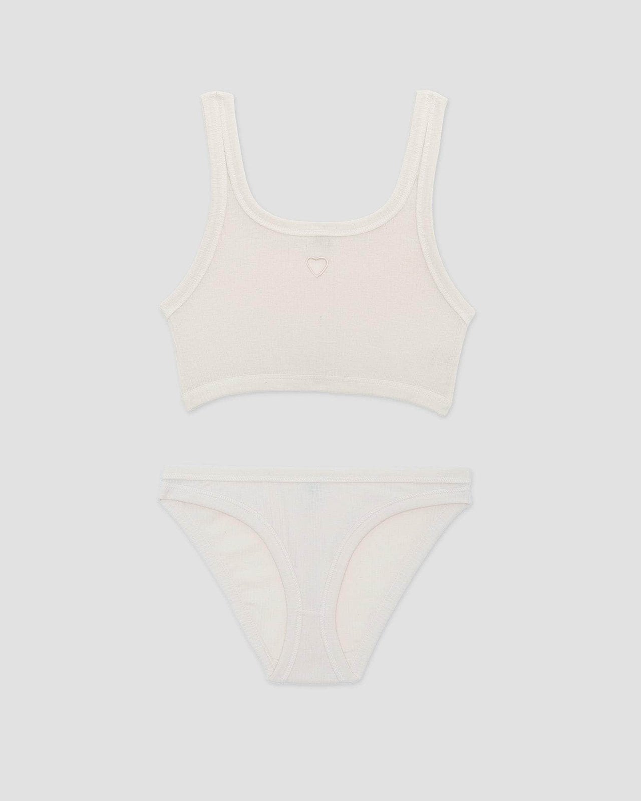 baserange Pack - soutiens-gorge heart & culotte heart bell - Fin coton biologique côtelé