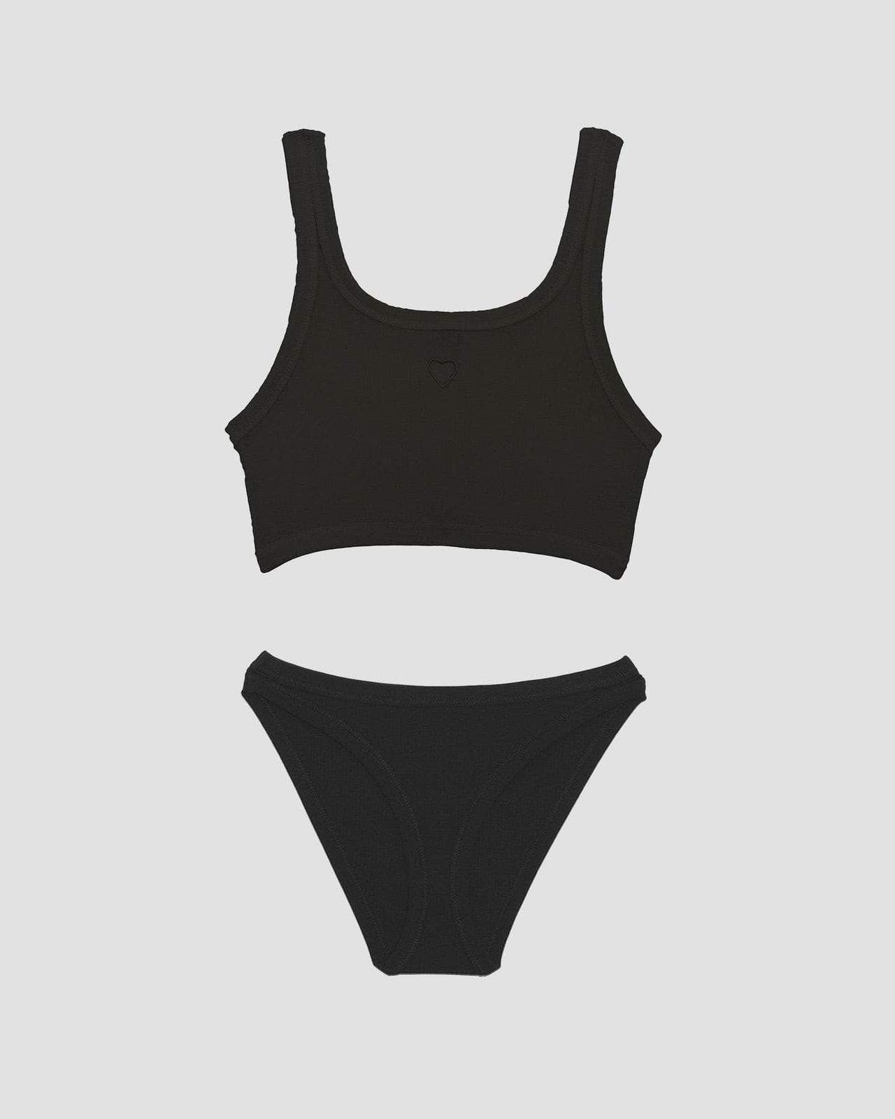 baserange Pack - soutiens-gorge heart & culotte heart bell - Fin coton biologique côtelé