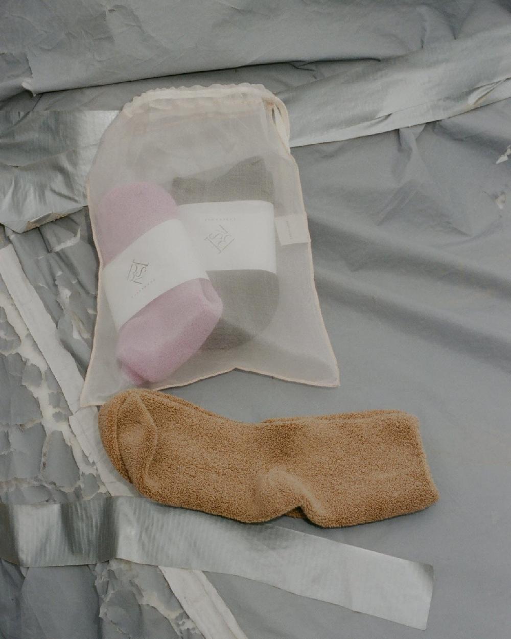 baserange Pack surprise - 3 paires de chaussettes mi-hautes à boucles - Coton biologique texturé