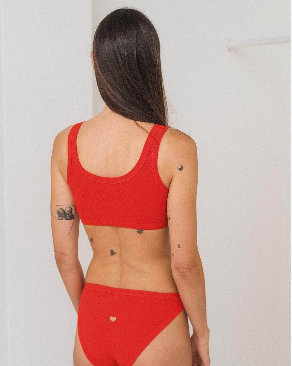 Baserange Soutien-gorge Heart - Fin Coton Biologique Côtelé