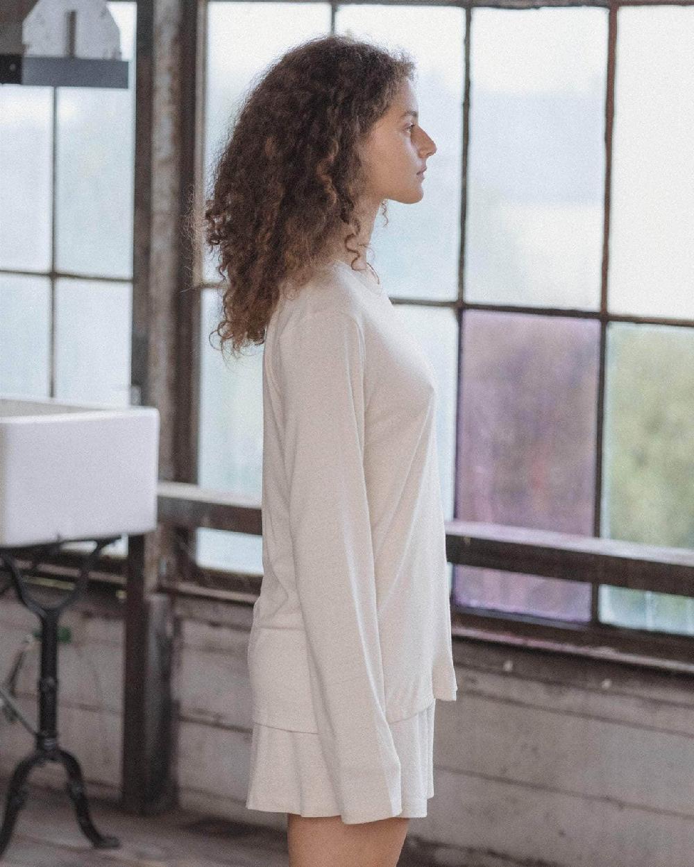 Baserange T-shirt à Manches Longues En Soie - Jersey De Soie Sauvage