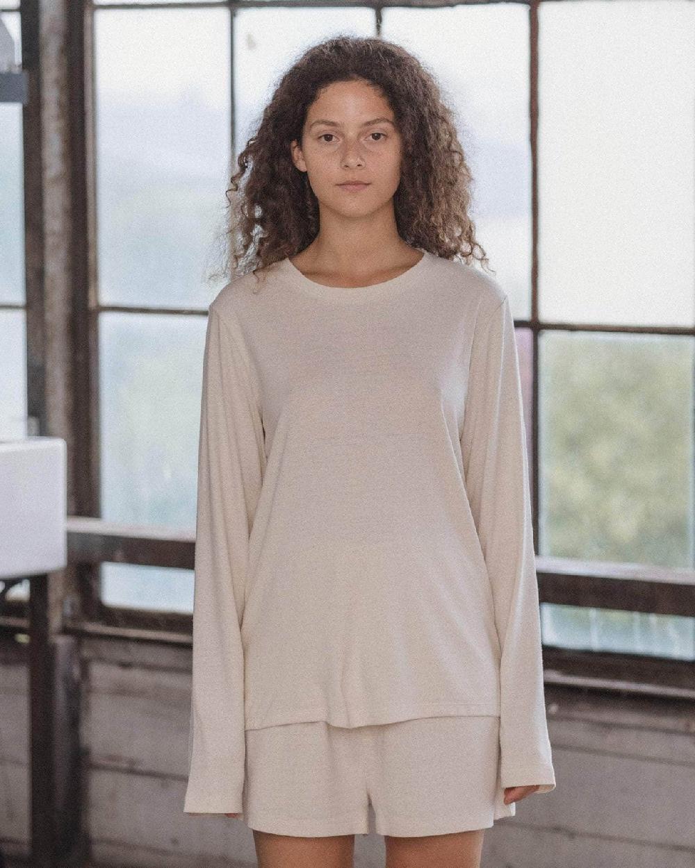 baserange T-shirt à manches longues en soie - Jersey de soie sauvage