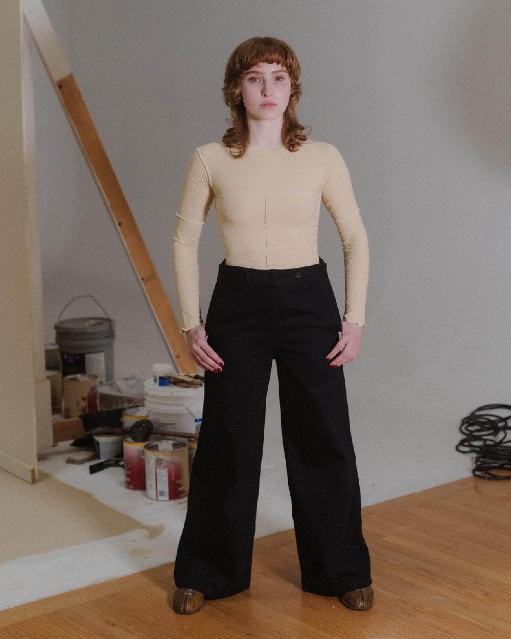 Baserange T-shirt Cinder à Manches Longues - Fin Coton Biologique Côtelé