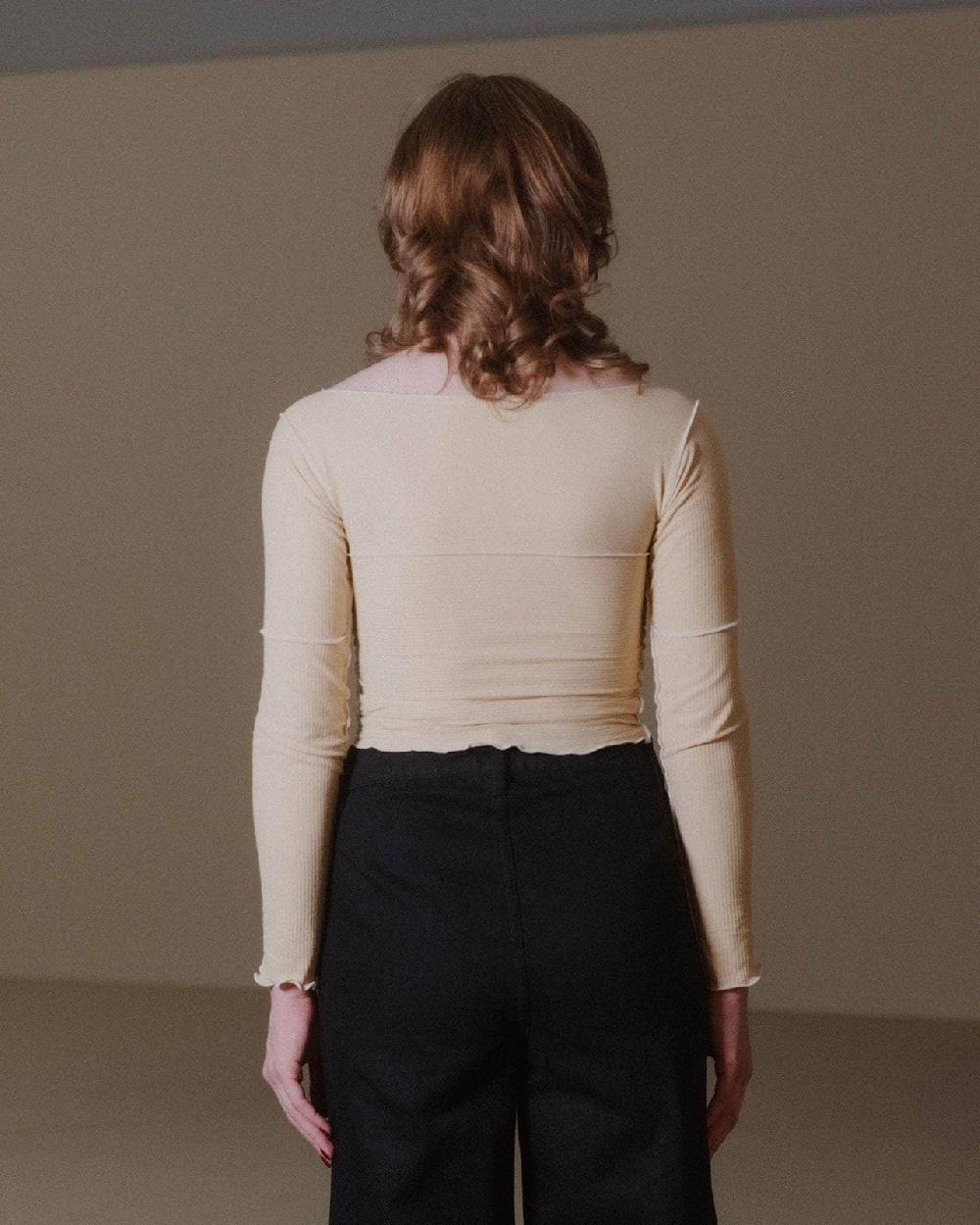 Baserange T-shirt Cinder à Manches Longues - Fin Coton Biologique Côtelé