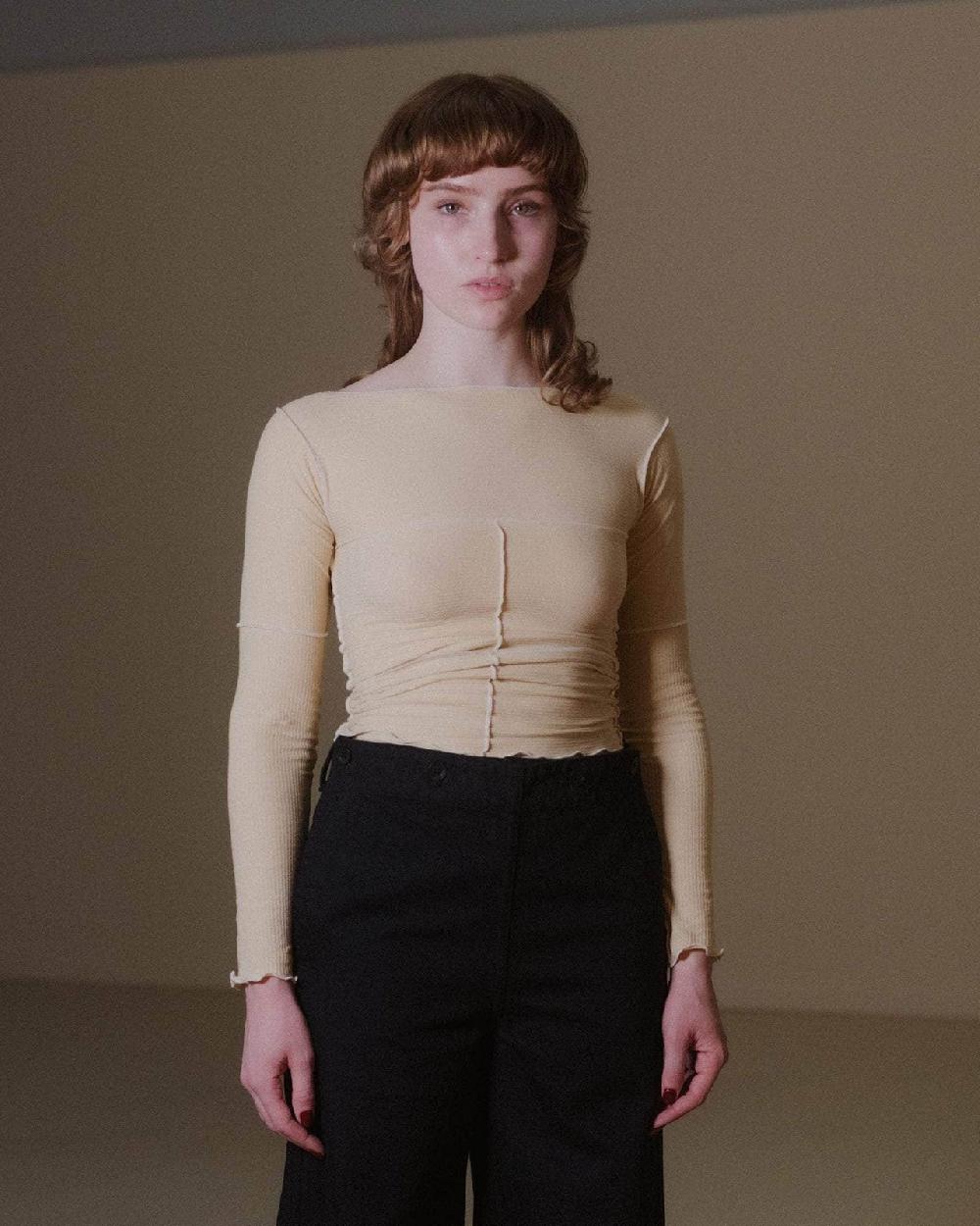 baserange T-shirt cinder à manches longues - Fin coton biologique côtelé