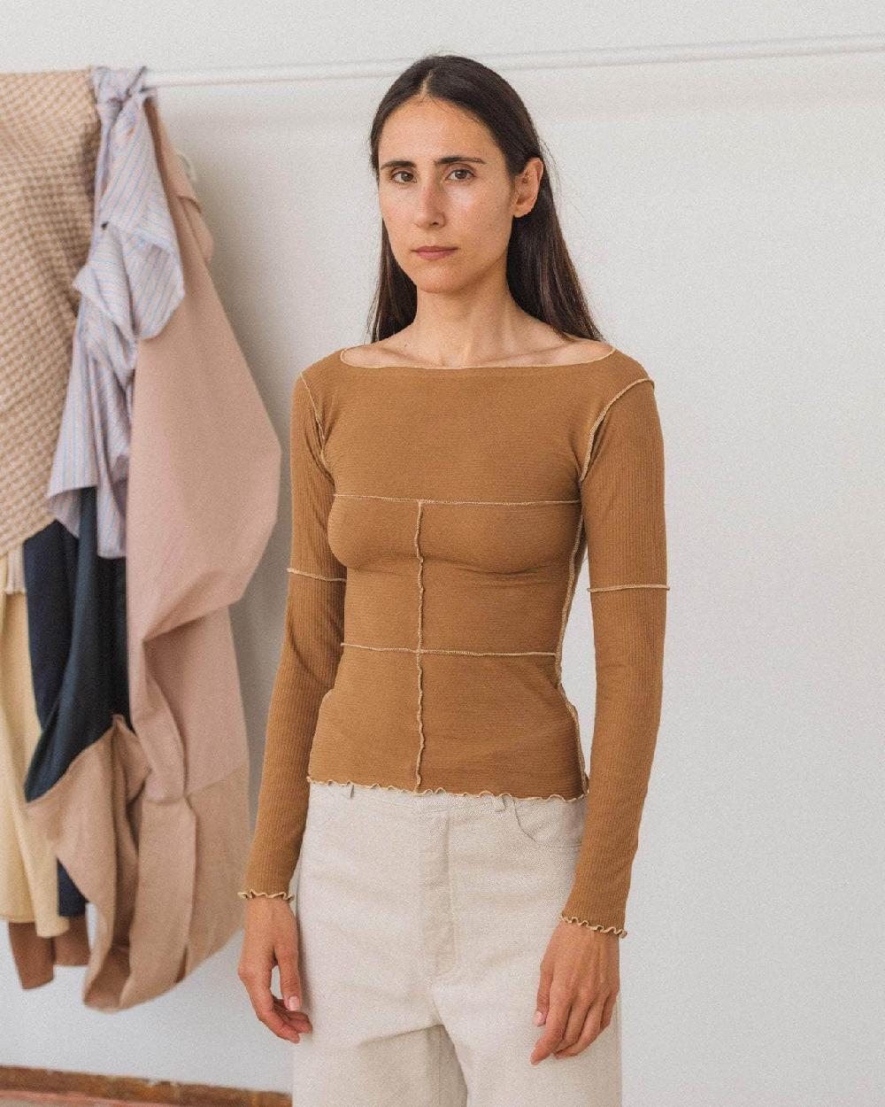 Baserange T-shirt Cinder à Manches Longues - Popeline De Coton Biologique