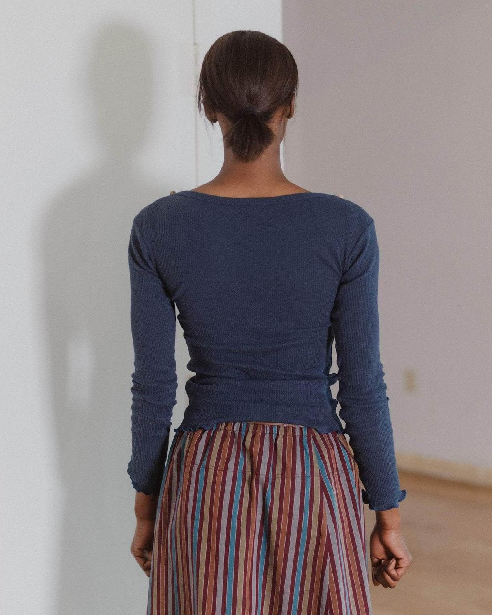 Baserange T-shirt Disc à Manches Longues - Coton Recyclé Côtelé