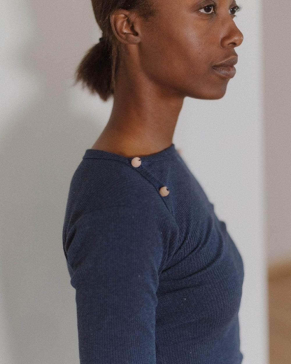 Baserange T-shirt Disc à Manches Longues - Coton Recyclé Côtelé