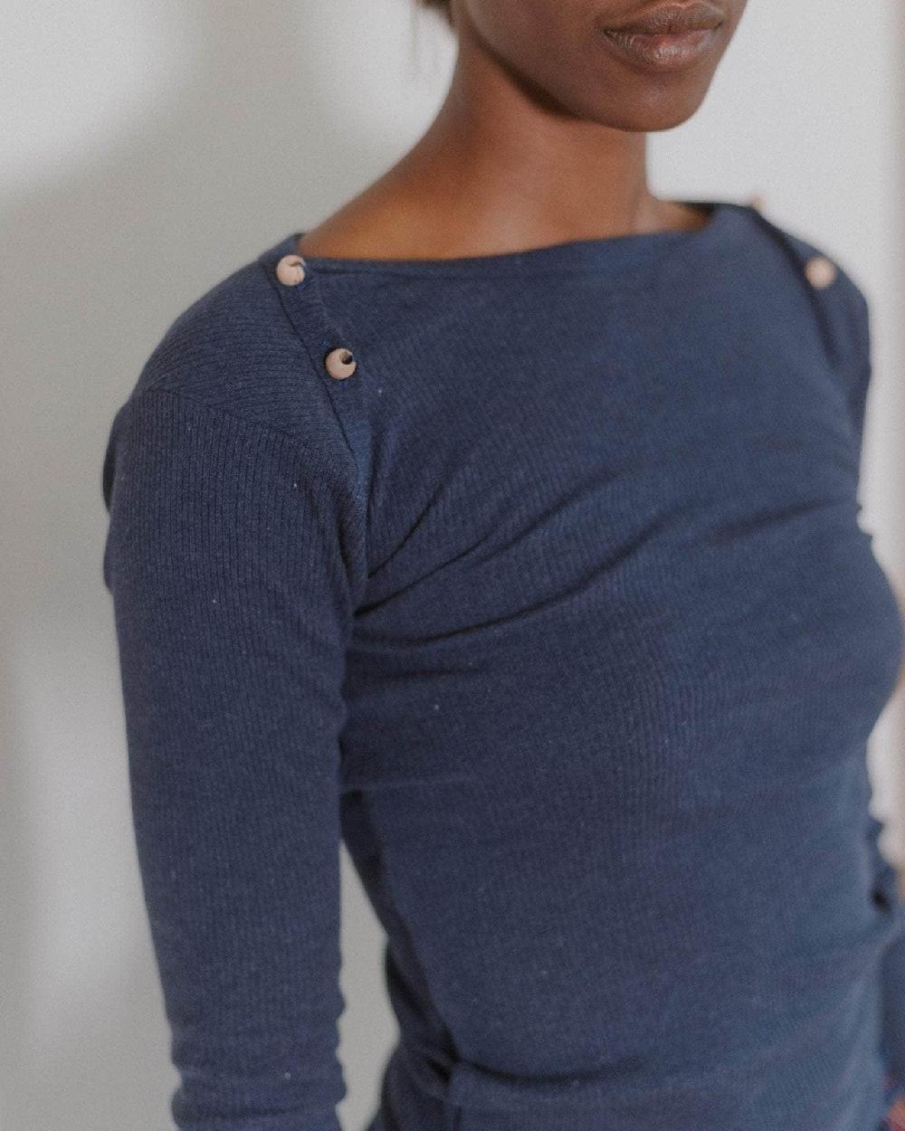 Baserange T-shirt Disc à Manches Longues - Coton Recyclé Côtelé