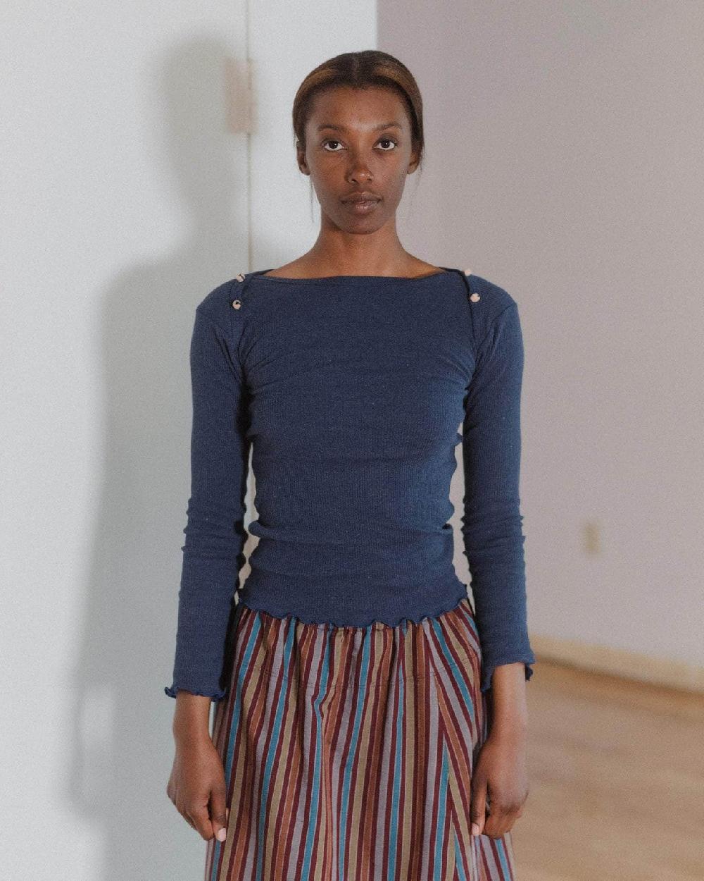 baserange T-shirt disc à manches longues - Coton recyclé côtelé