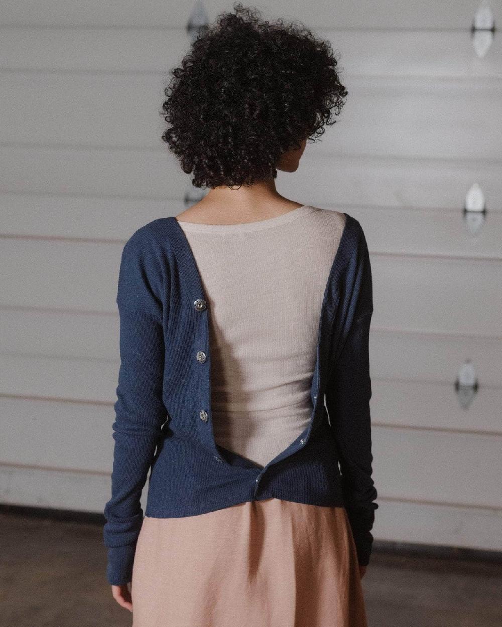 Baserange T-shirt Disc à Manches Longues - Laine Fine Côtelée