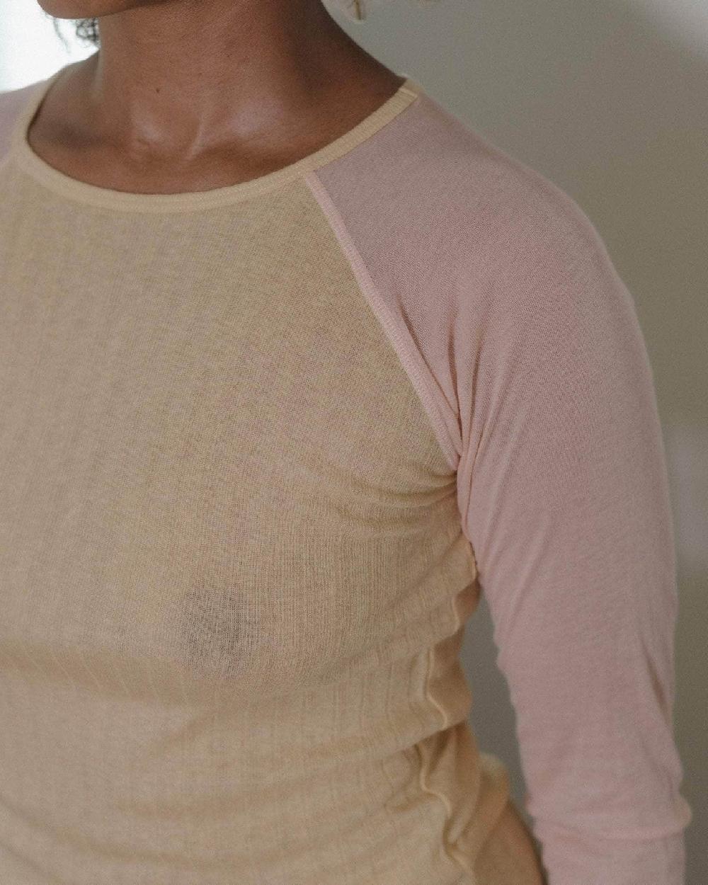 Baserange T-shirt Gene à Manches Longues - Laine Et Lyocell Côtelé