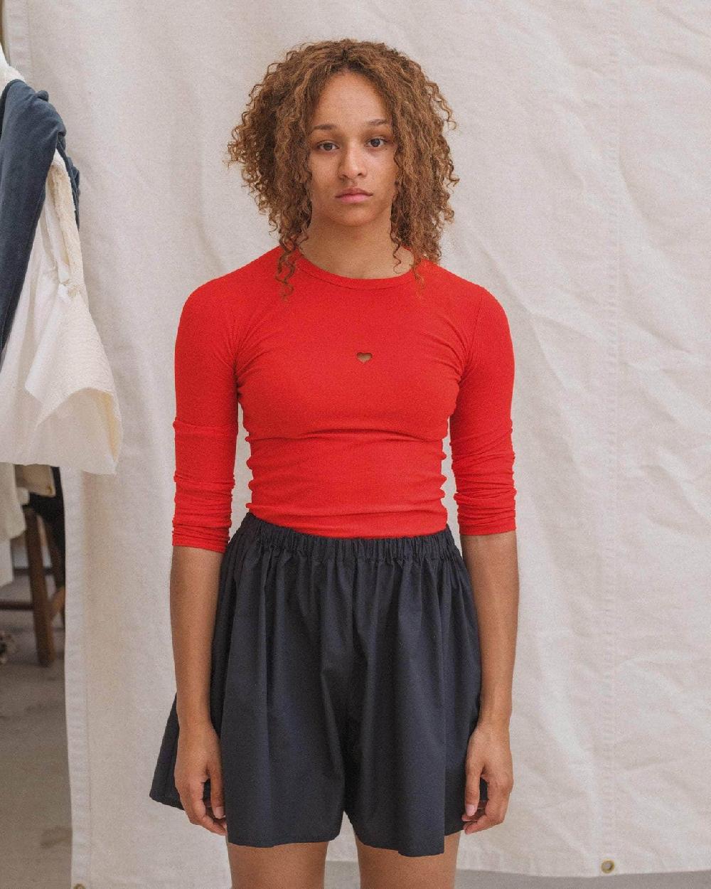 baserange t-shirt heart à manches longues - Fin coton biologique côtelé