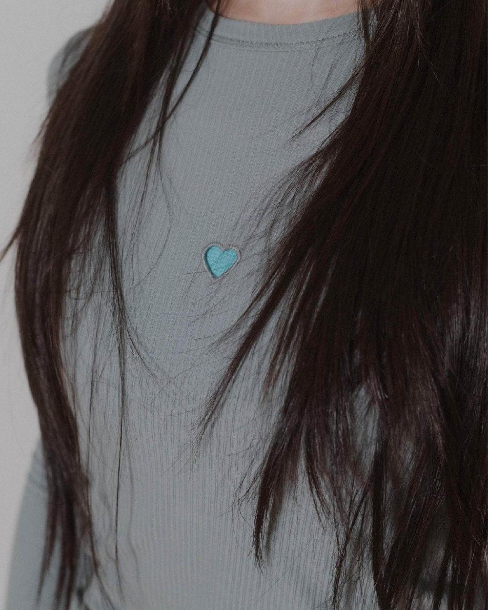 Baserange T-shirt Heart à Manches Longues - Fin Coton Biologique Côtelé