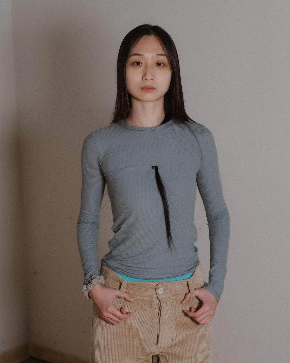 Baserange T-shirt Heart à Manches Longues - Fin Coton Biologique Côtelé