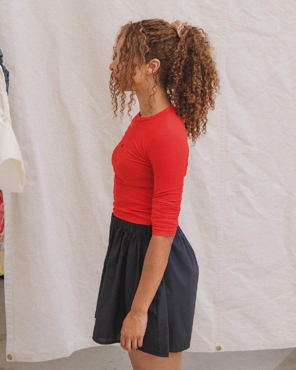 Baserange T-shirt Heart à Manches Longues - Fin Coton Biologique Côtelé