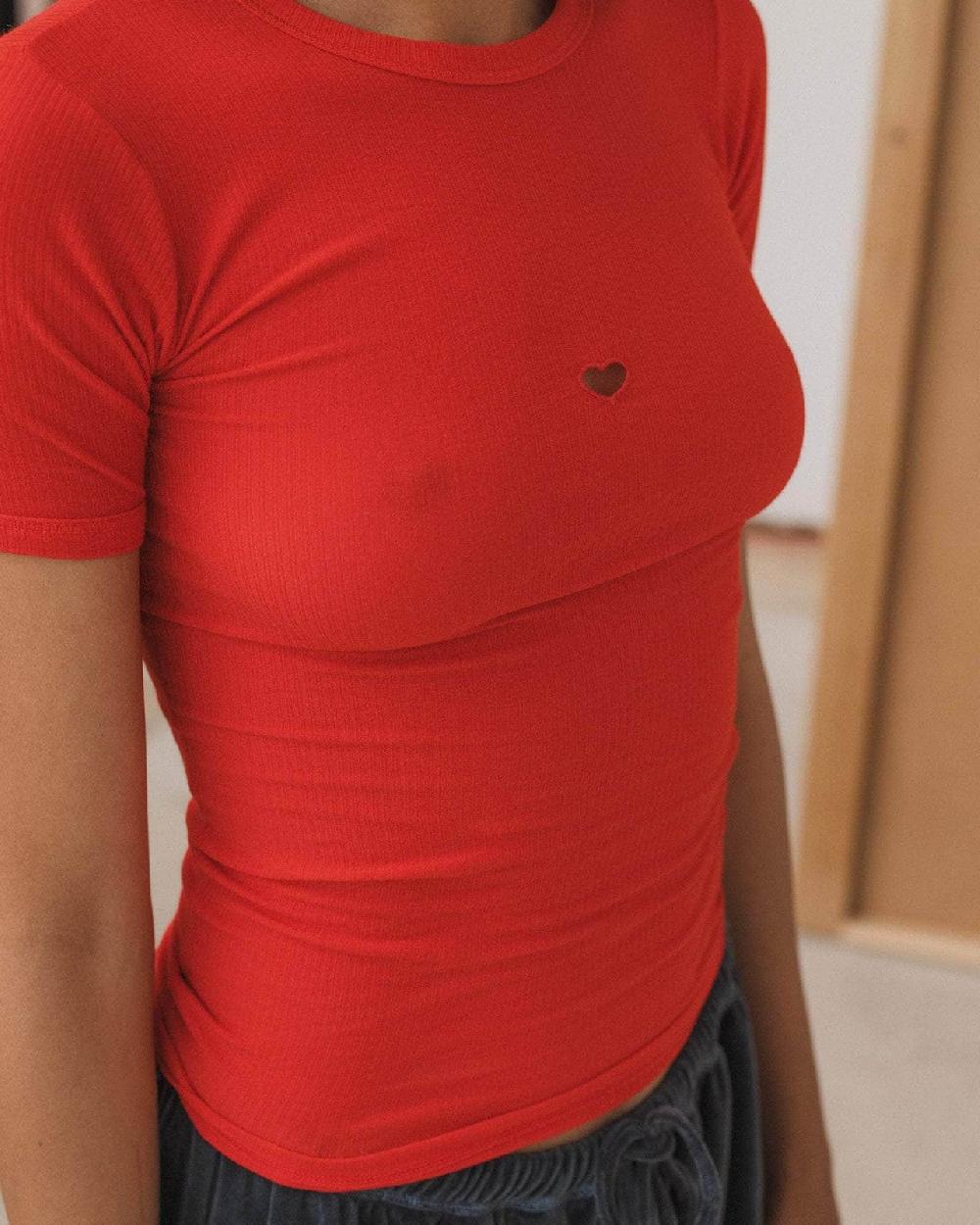 Baserange T-shirt Heart - Fin Coton Biologique Côtelé