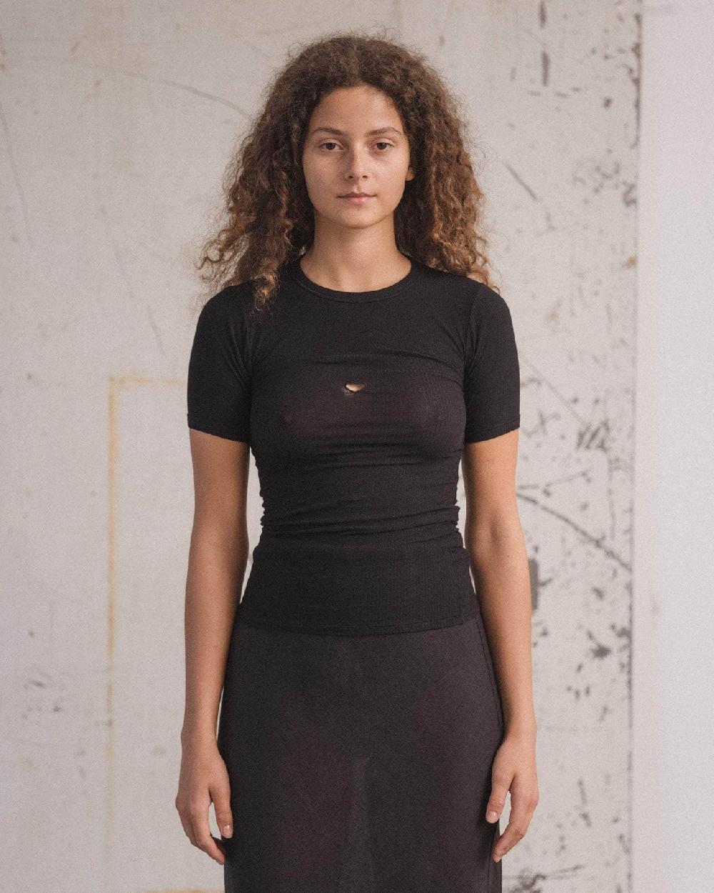 baserange T-shirt heart - Fin coton biologique côtelé