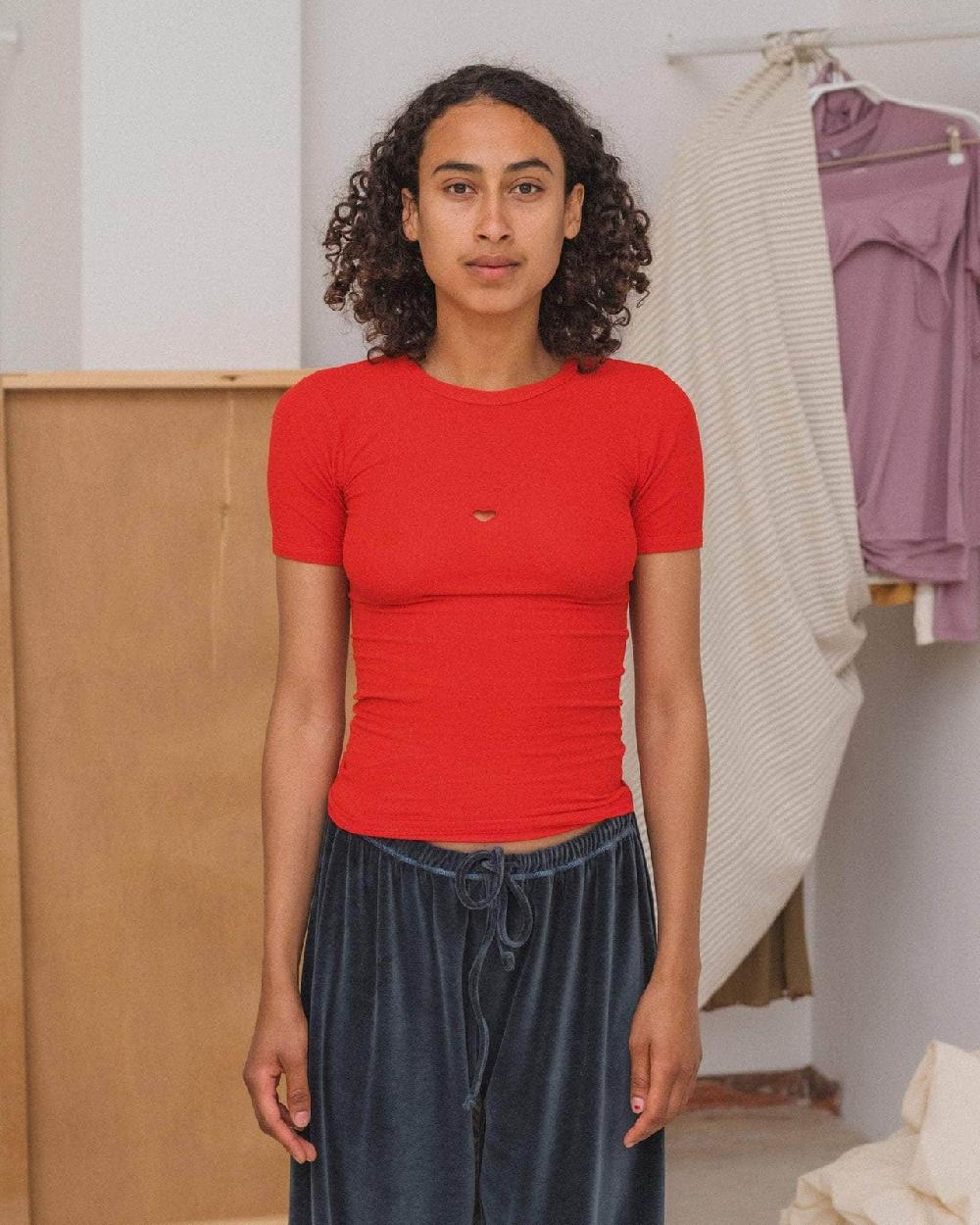 baserange t-shirt heart - Fin coton biologique côtelé