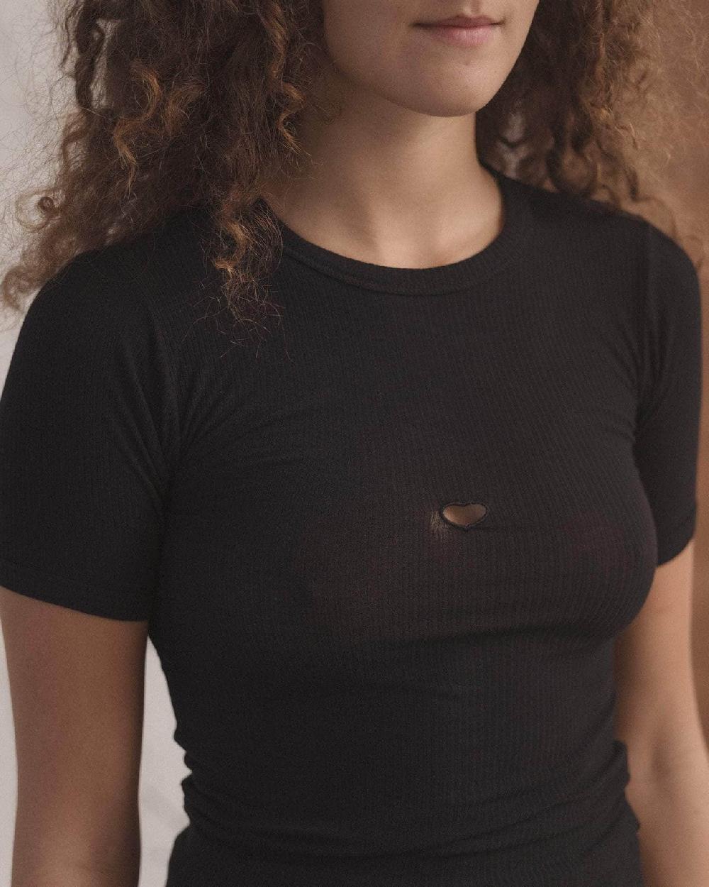 Baserange T-shirt heart - Fin Coton Biologique Côtelé