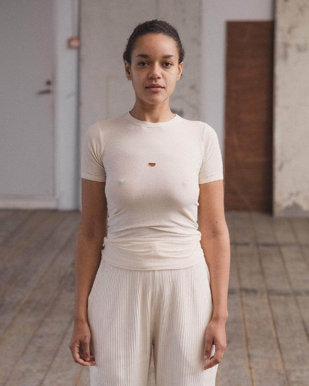 baserange T-shirt heart - Fin coton biologique côtelé