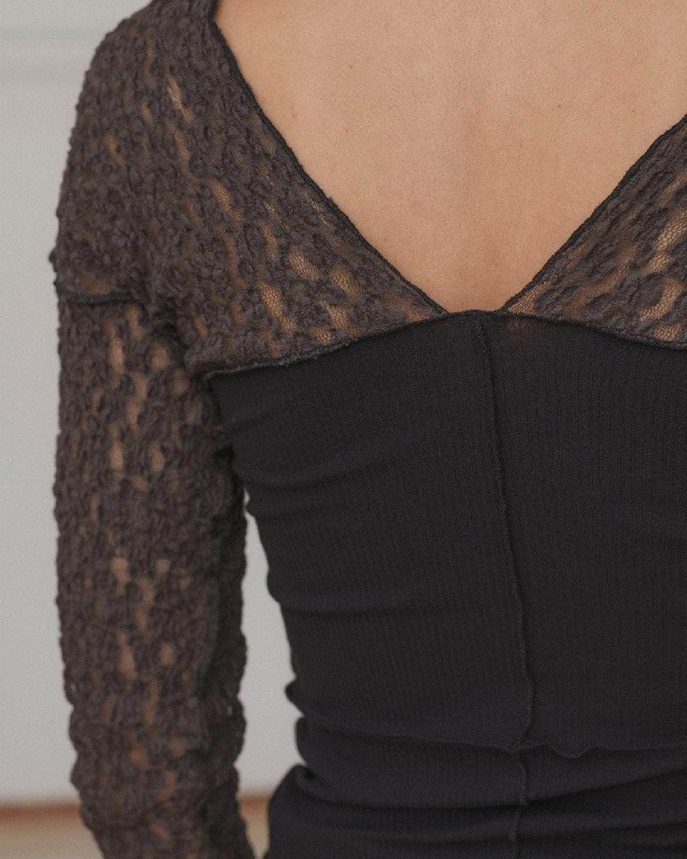 Baserange T-shirt Nehru à Manches Longues - Dentelle De Coton Biologique