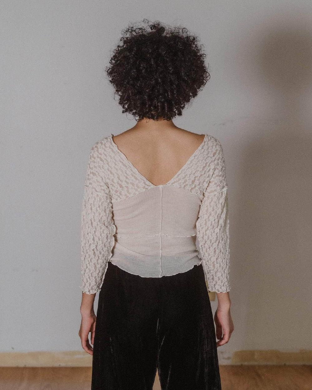 Baserange T-shirt Nehru à Manches Longues - Dentelle & Laine